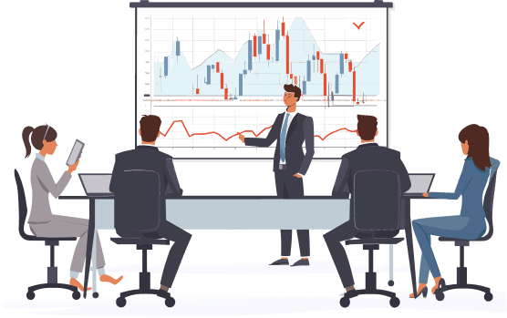 Meeting with stock chart.