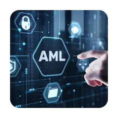 AML icon among security symbols.