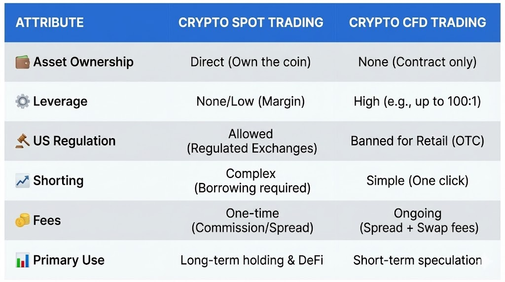 Spot vs CFD Attributes