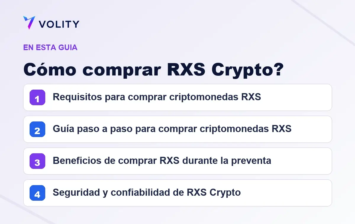 Secciones clave de esta guía de Volity sobre cómo comprar rxs crypto?