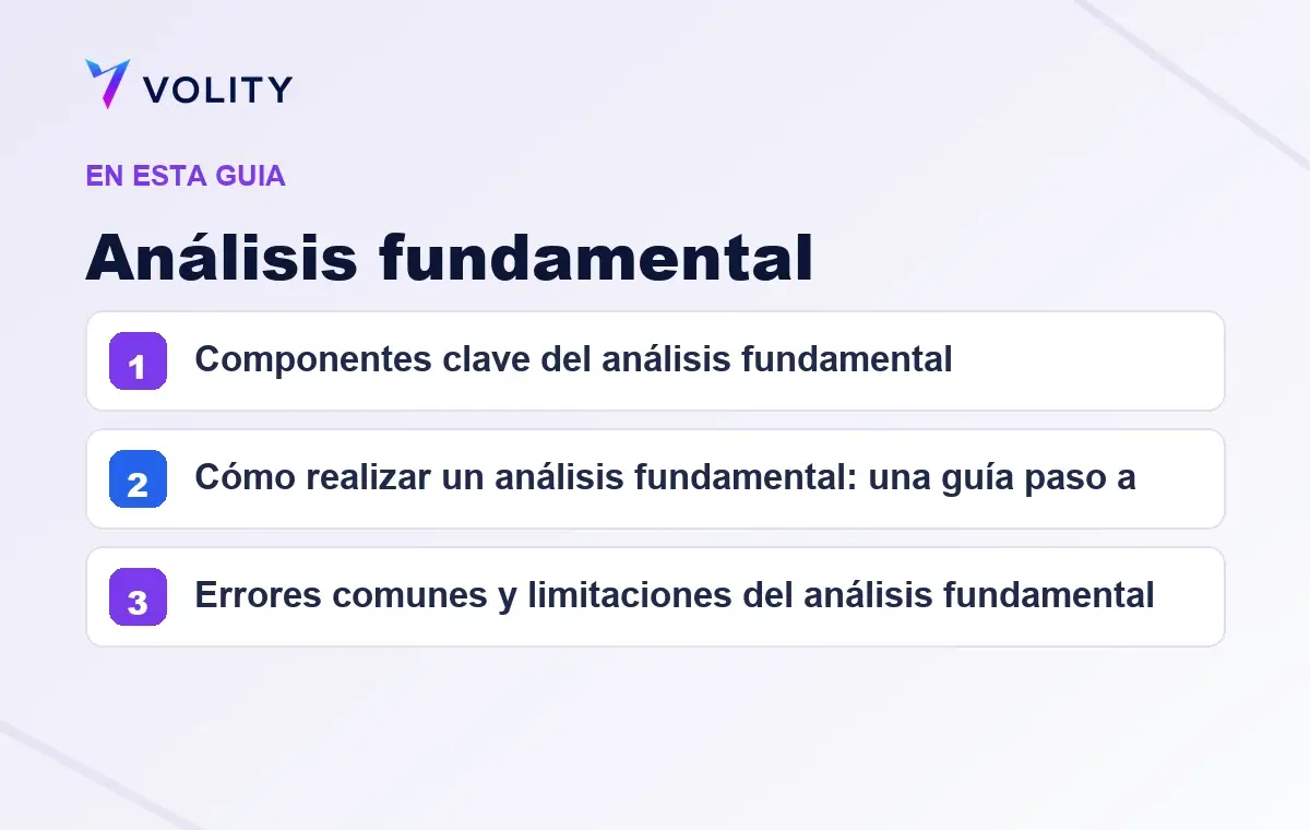 Secciones clave de esta guía de Volity sobre análisis fundamental