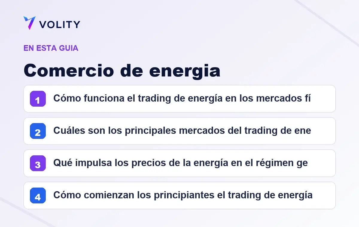 Secciones clave de esta guía de Volity sobre comercio de energia