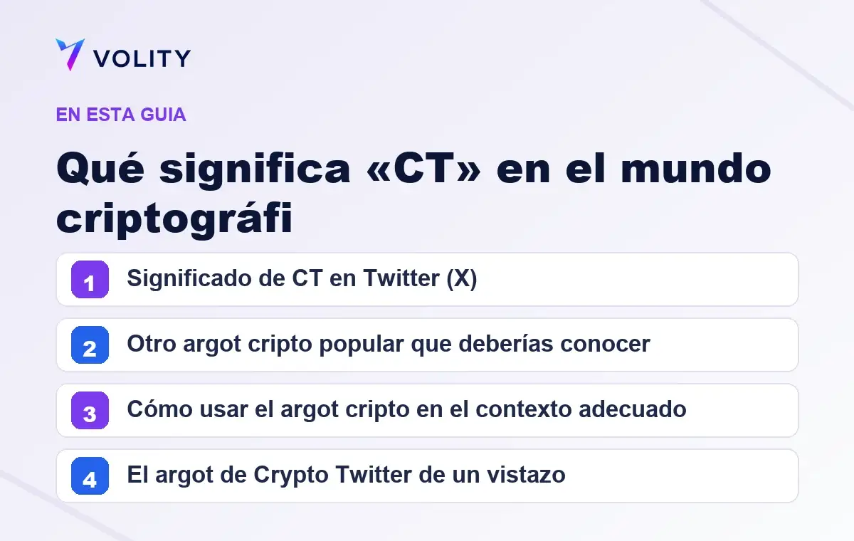 Secciones clave de esta guía de Volity sobre qué significa «ct» en el mundo criptográfi
