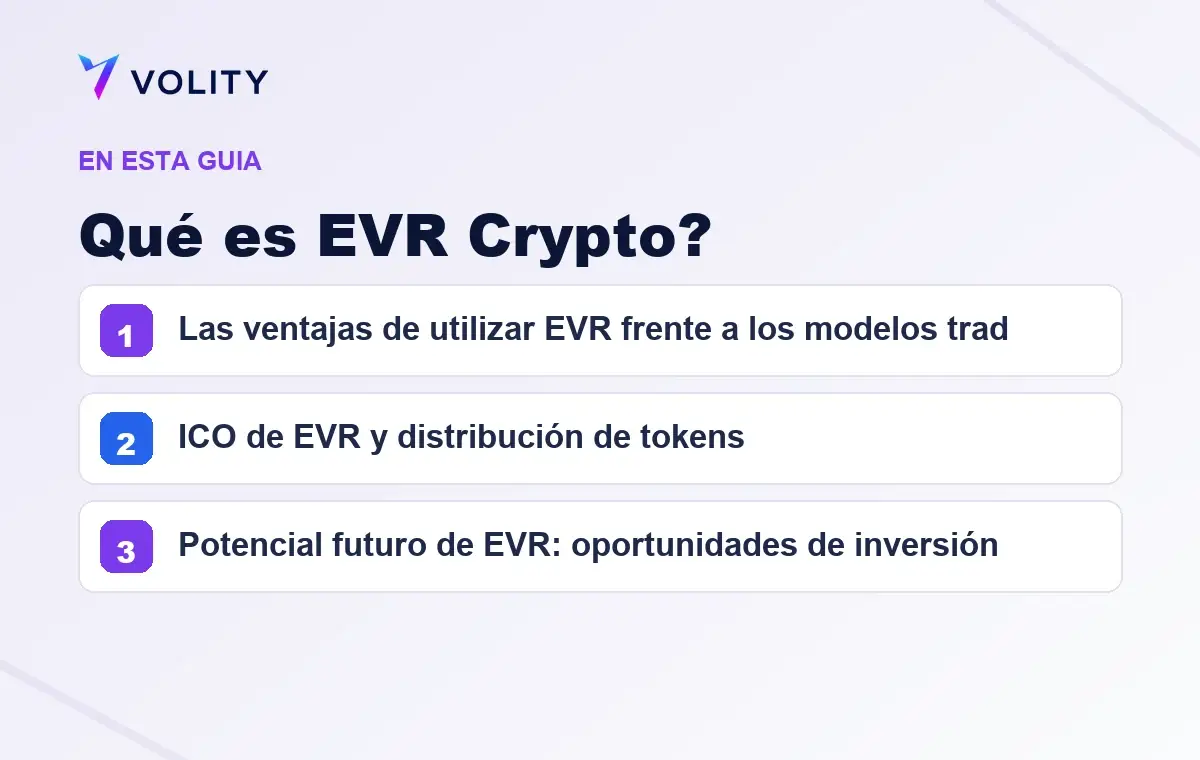Secciones clave de esta guía de Volity sobre qué es evr crypto?