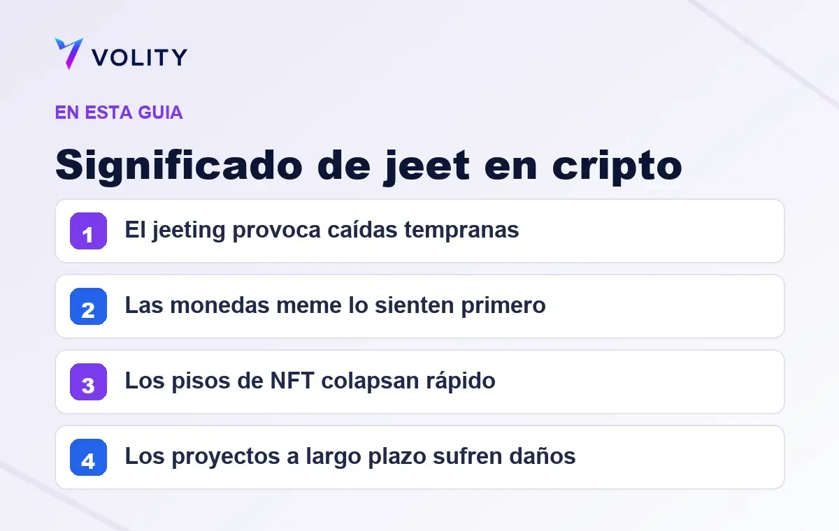 Secciones clave de esta guía de Volity sobre significado de jeet en cripto