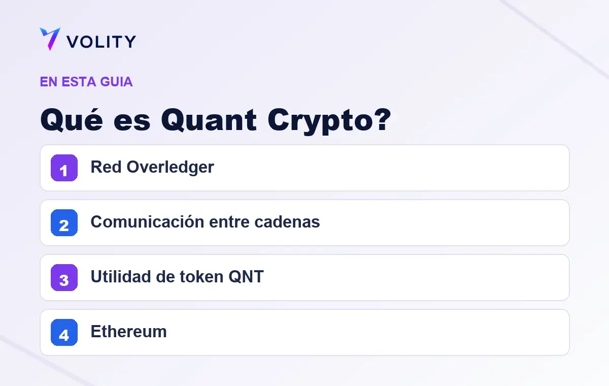 Secciones clave de esta guía de Volity sobre qué es quant crypto?