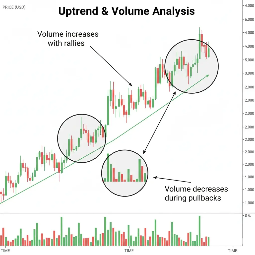 uptrend and volume analysis