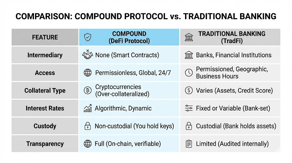 Compound vs Traditional Finance vs Other Protocols