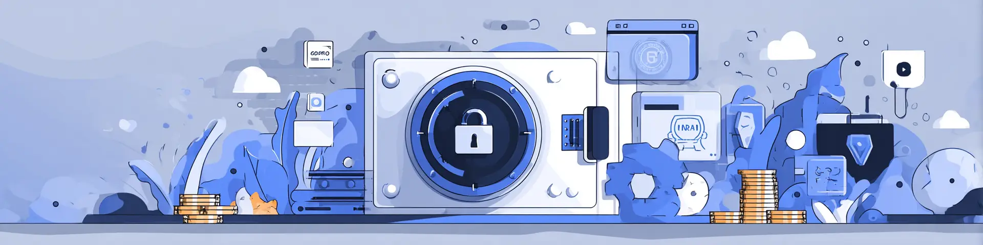 Bóveda digital segura con icono de candado