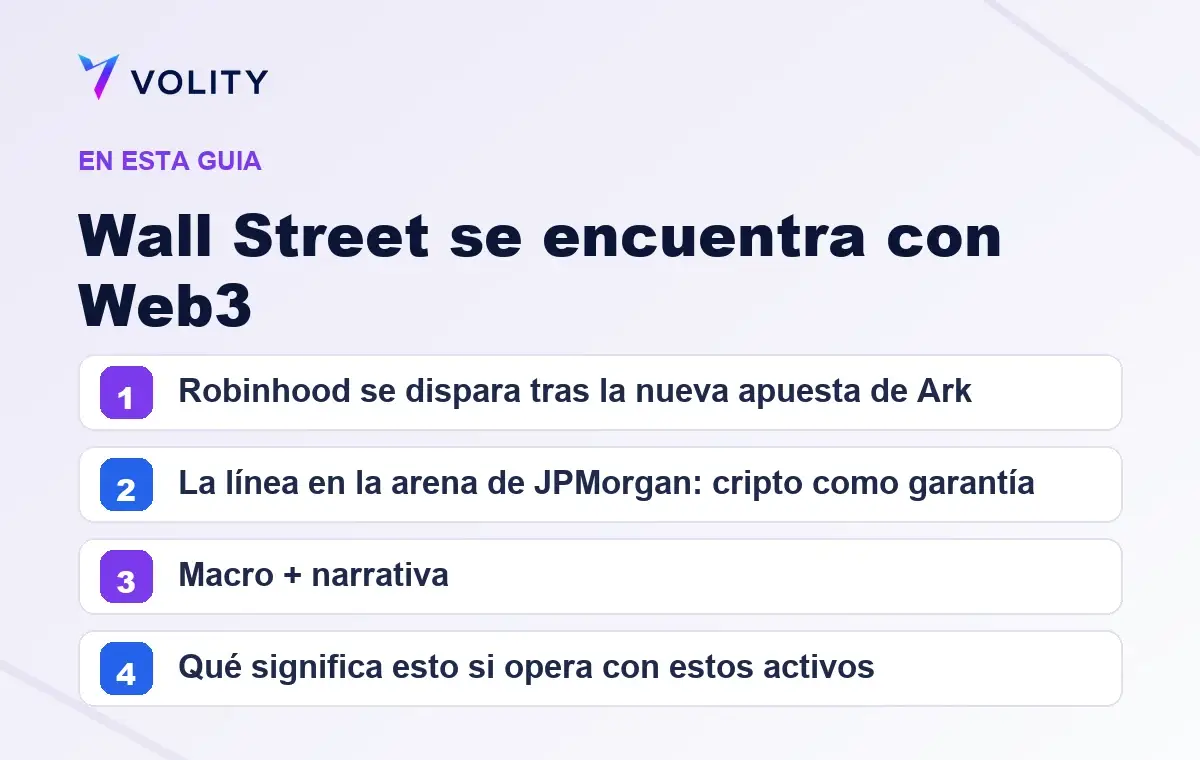 Secciones clave de esta guía de Volity sobre wall street se encuentra con web3
