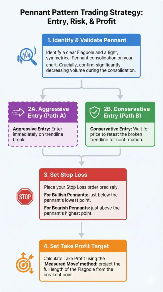 Pennants pattern trading strategy