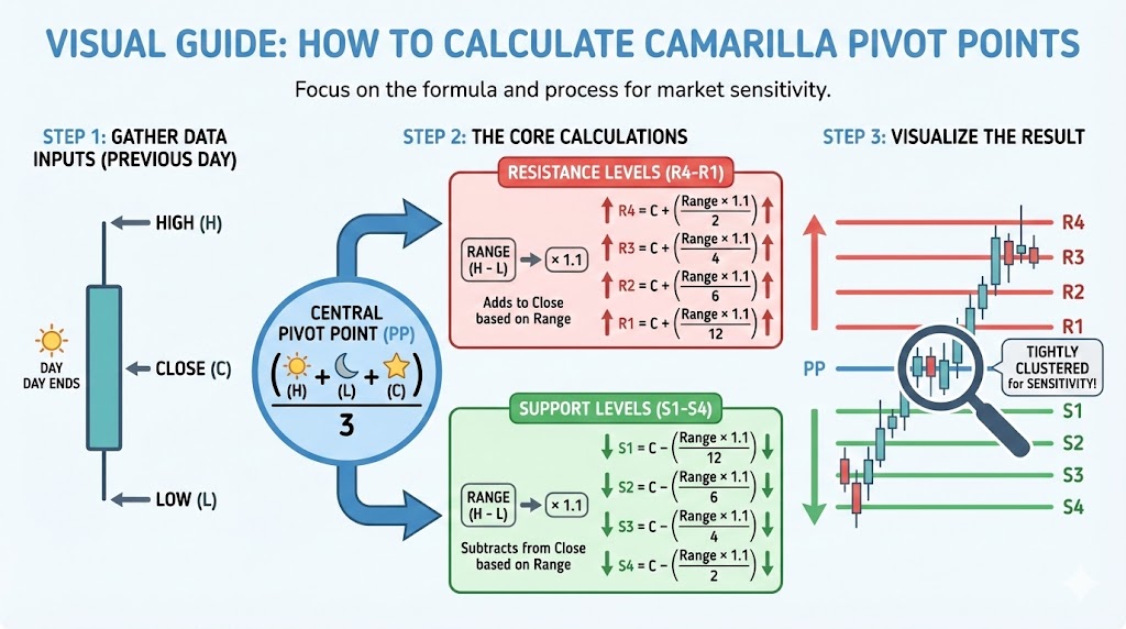 how to calculate the Camarilla pivot points
