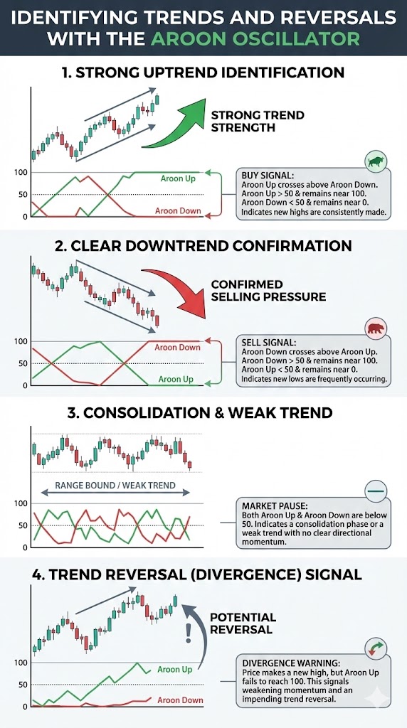 identify trends and reversals with the Aroon Oscillator