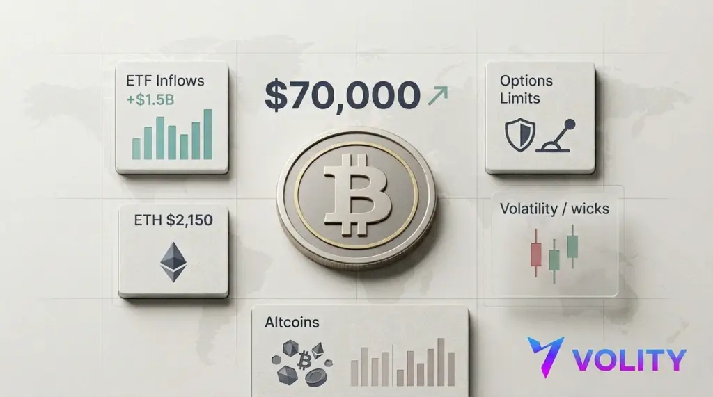 Bitcoin back above $70,000 as ETFs drive crypto rally