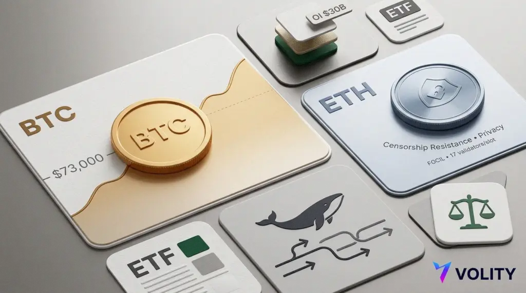 Bitcoin hits $73k as Ethereum boosts censorship resistance