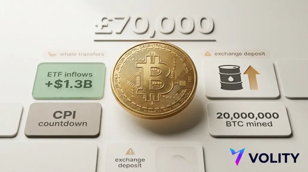 Bitcoin price nears £70k as ETF inflows meet CPI risk