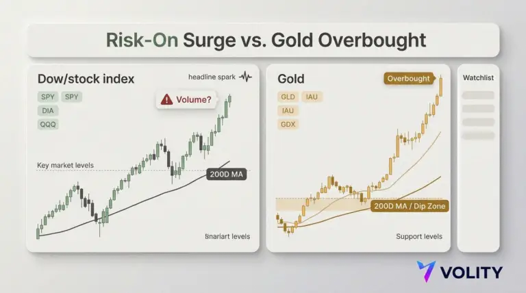 Gold price outlook: overbought risk as Dow rally surges