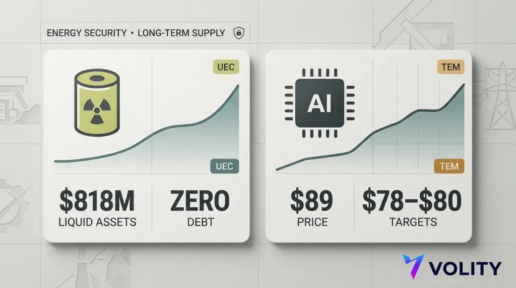 UEC stock outlook: debt-free uranium play as TEM looks pricey