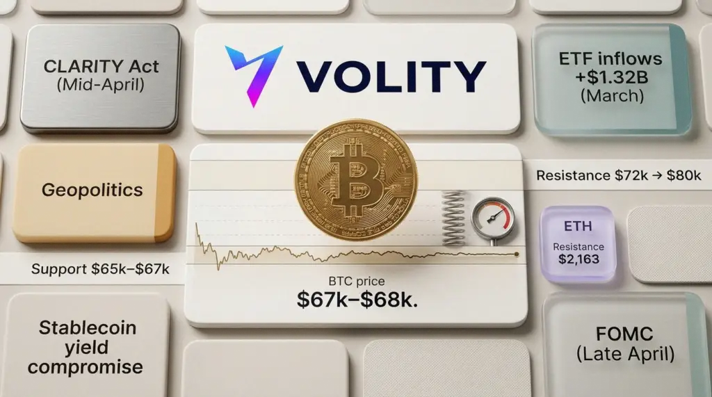 Bitcoin Price at $67k: April Volatility, ETF Flows, CLARITY Act