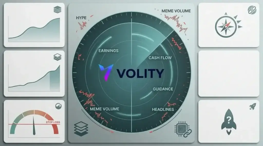 Trader analyzing mega-cap tech earnings charts to separate signal from hype during volatile 2026 markets including Applied Materials, Alibaba and Cisco