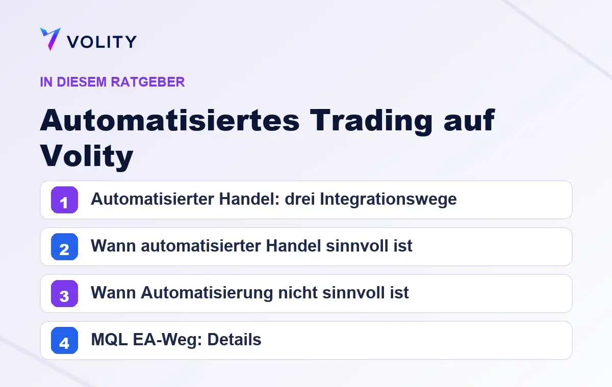 Wichtige Abschnitte in diesem Volity-Ratgeber zu Automatisiertes Trading auf Volity
