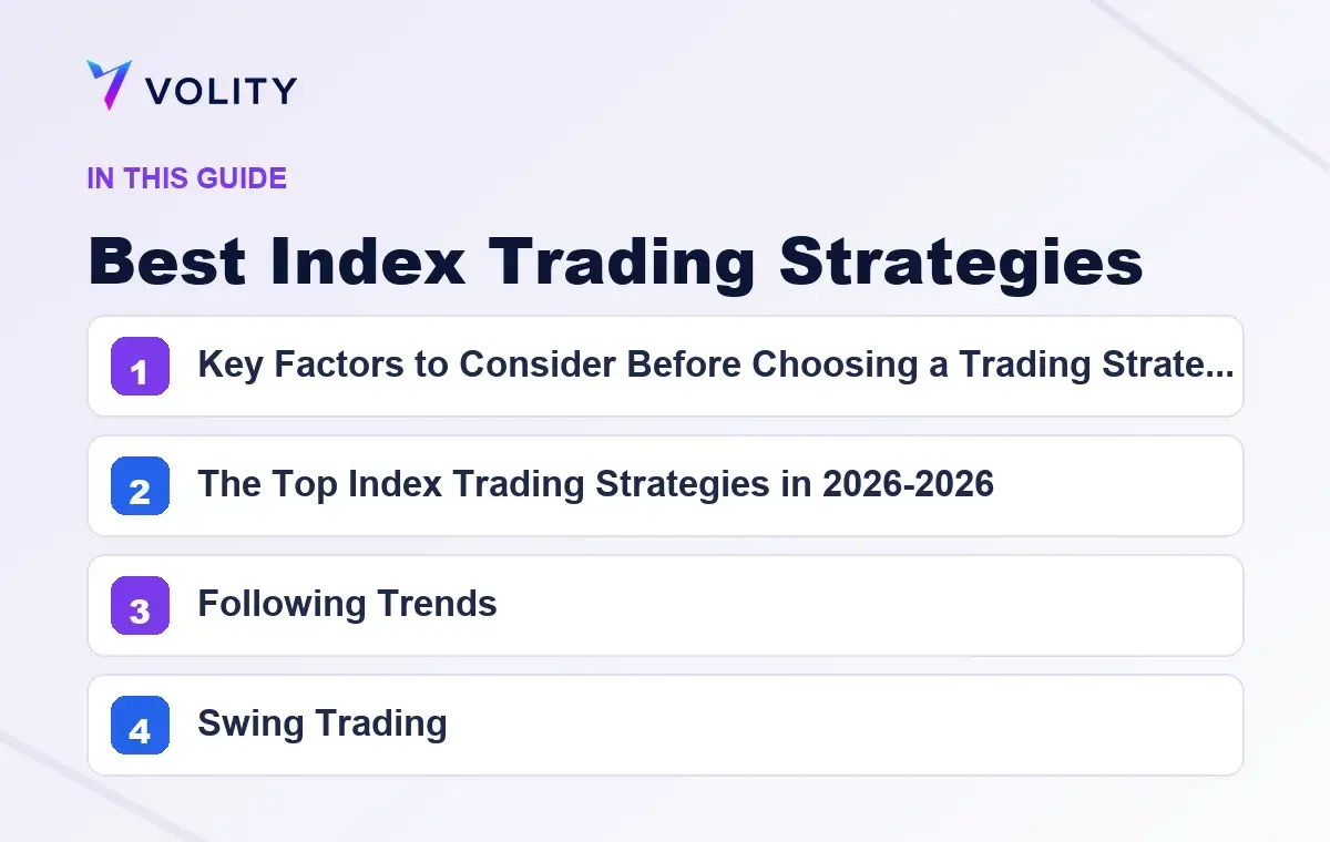 Key sections covered in this Volity guide to Best Index Trading Strategies