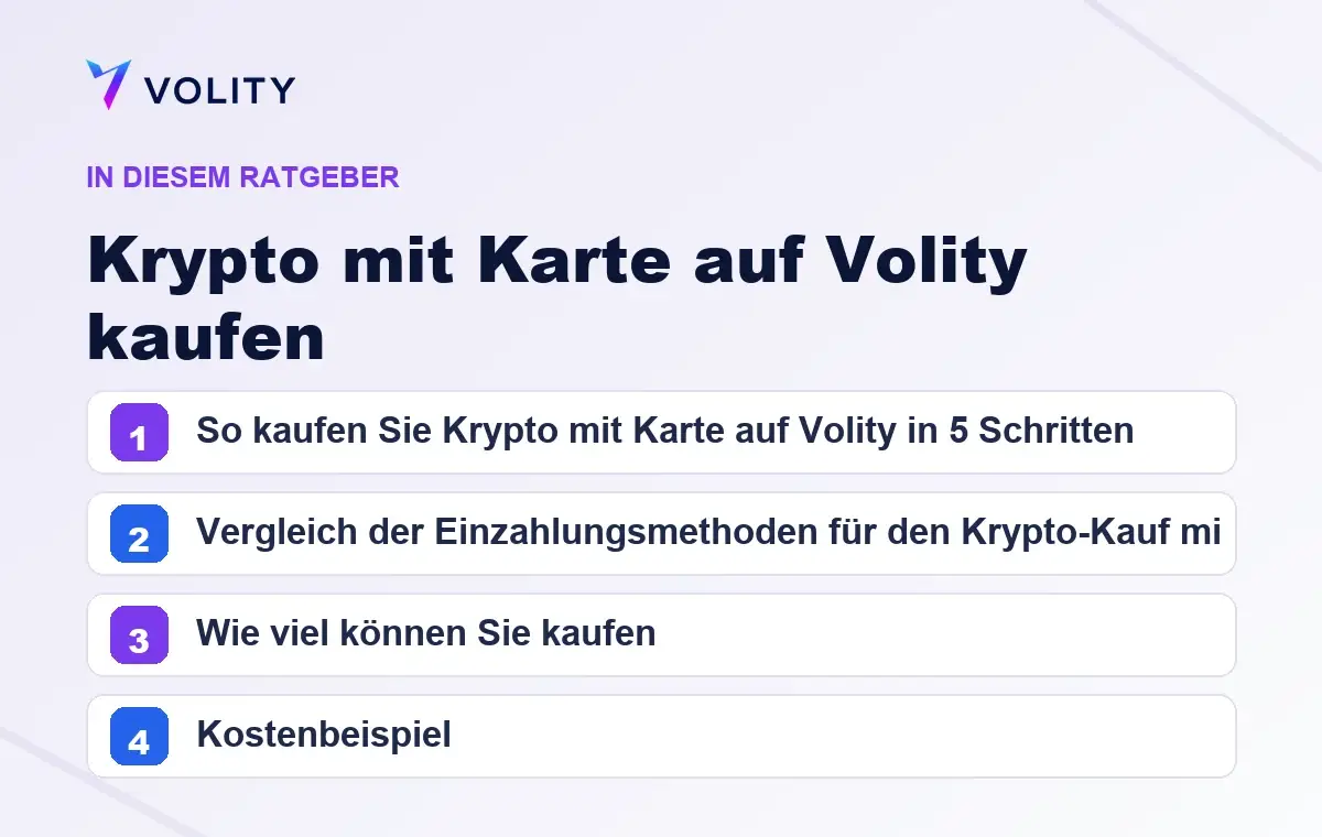 Wichtige Abschnitte in diesem Volity-Ratgeber zu Krypto mit Karte auf Volity kaufen