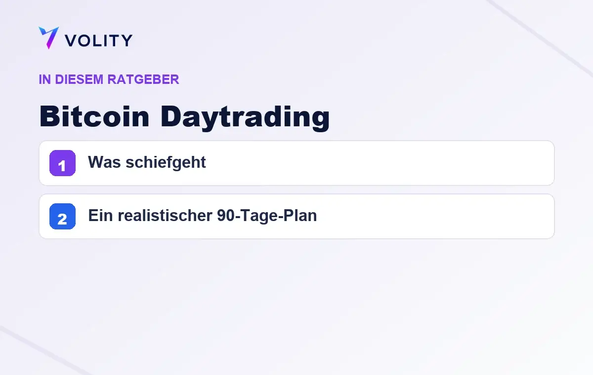 Wichtige Abschnitte in diesem Volity-Ratgeber zu Bitcoin Daytrading