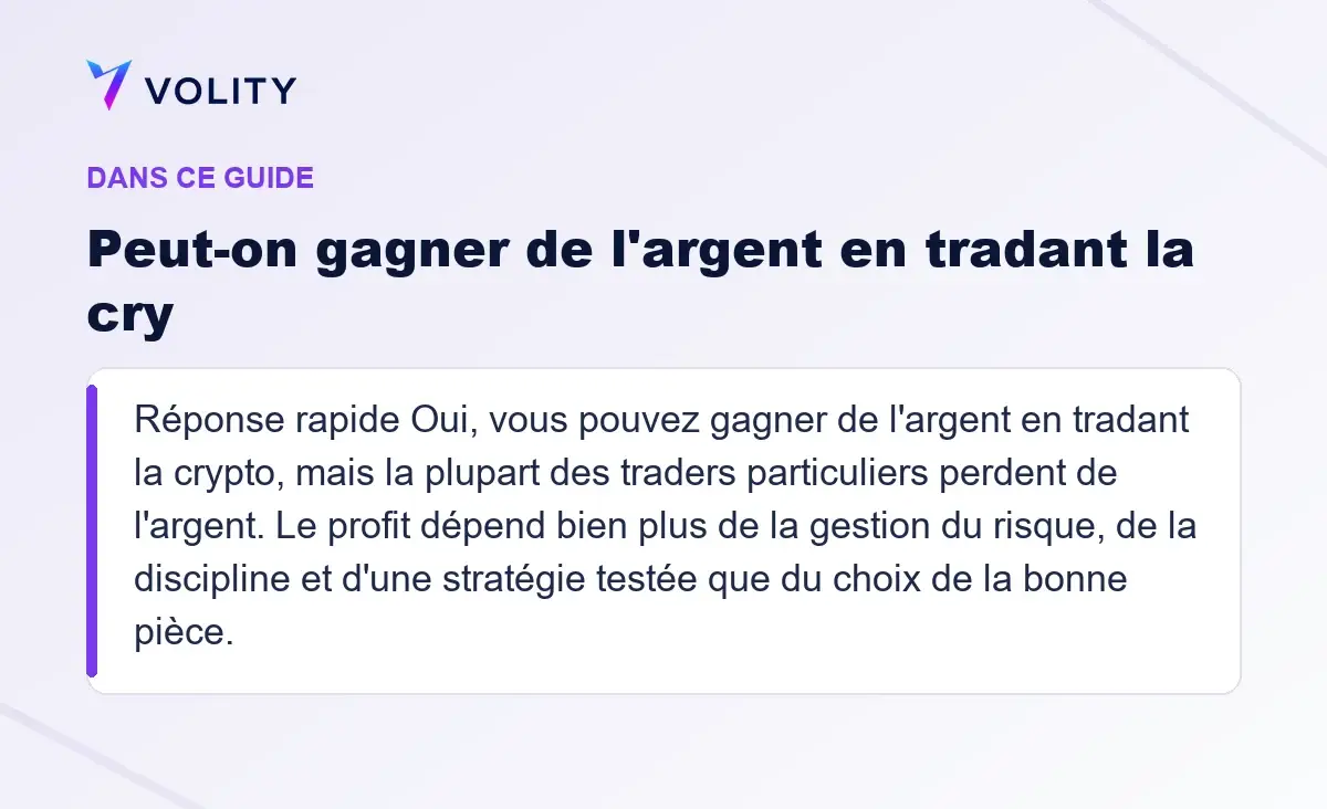 Sections clés de ce guide Volity sur Peut-on gagner de l'argent en tradant la cry
