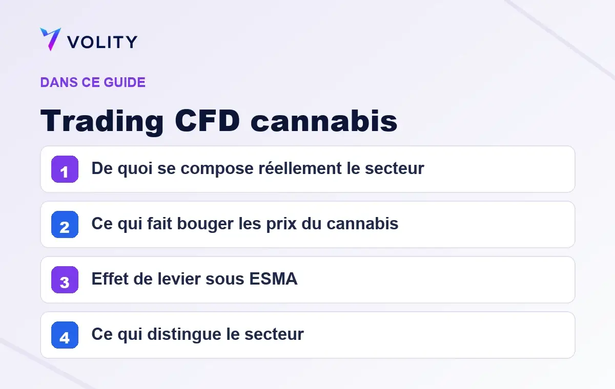 Sections clés de ce guide Volity sur Trading CFD cannabis