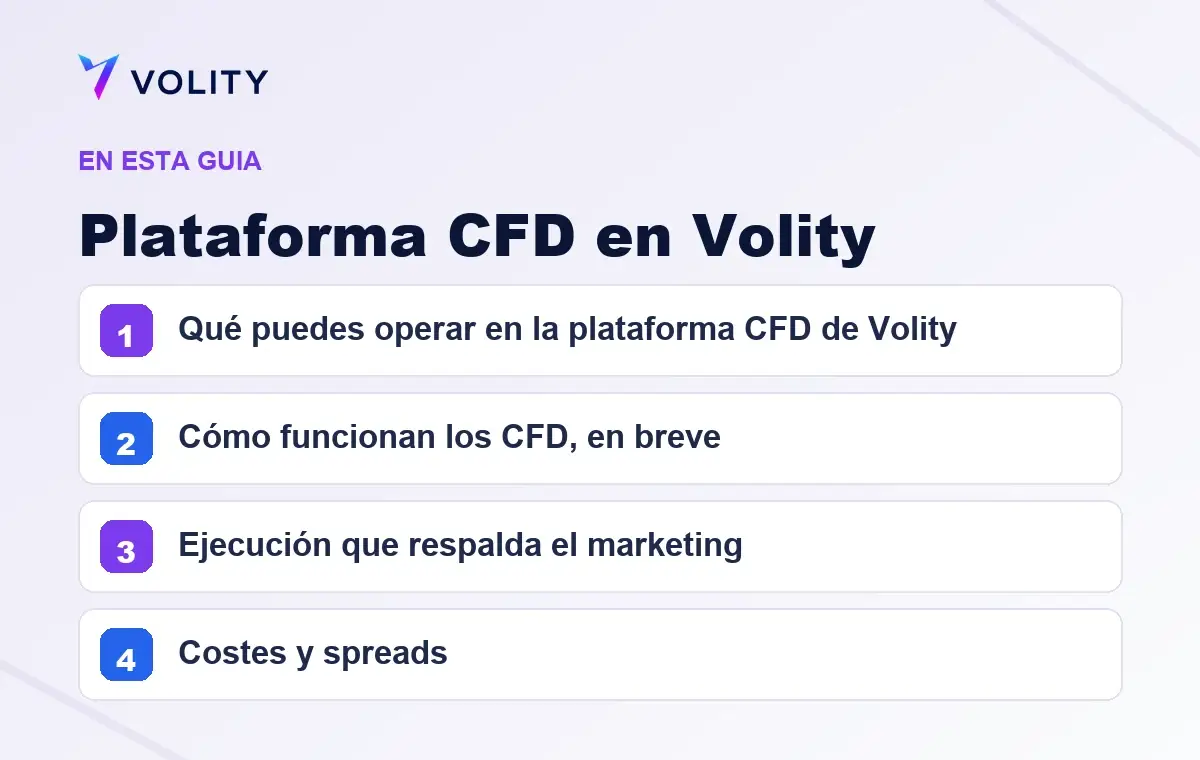 Secciones clave de esta guía de Volity sobre Plataforma CFD en Volity