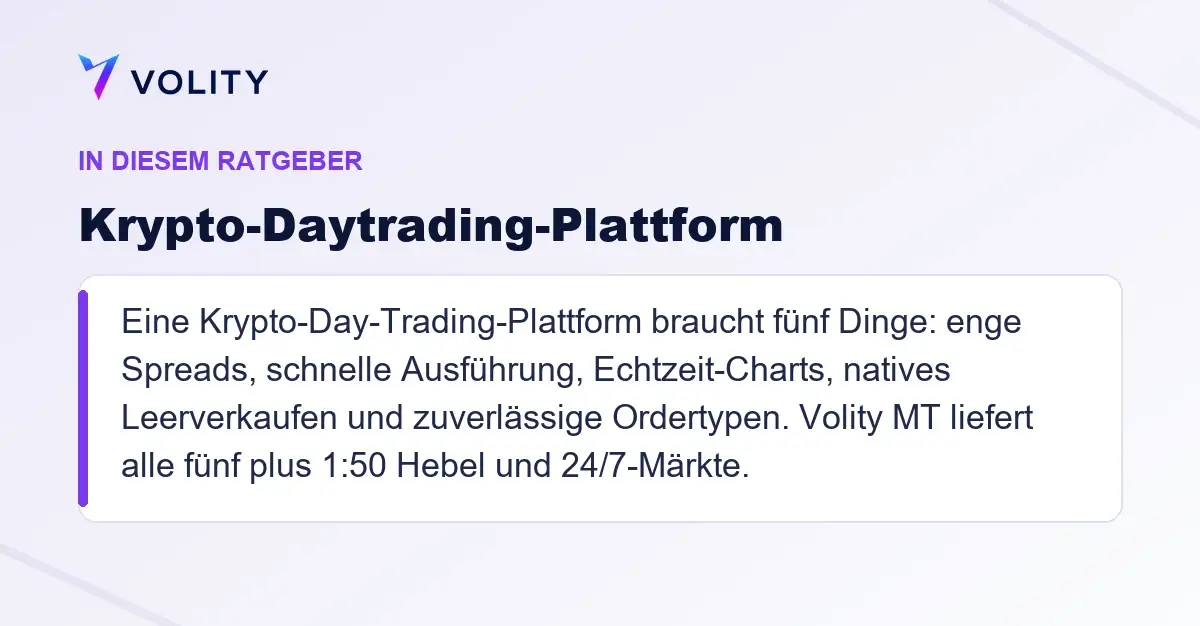 Wichtige Abschnitte in diesem Volity-Ratgeber zu Krypto-Daytrading-Plattform