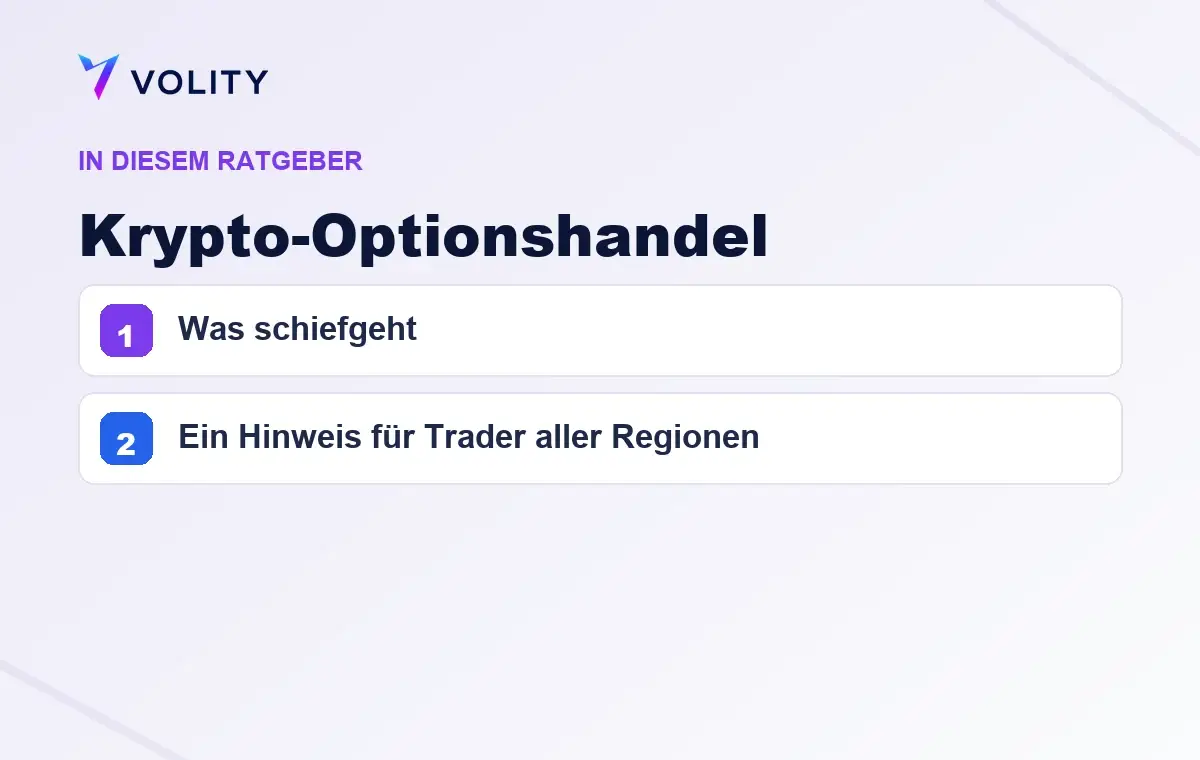 Wichtige Abschnitte in diesem Volity-Ratgeber zu Krypto-Optionshandel