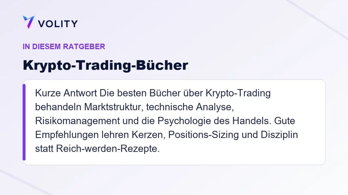 Wichtige Abschnitte in diesem Volity-Ratgeber zu Krypto-Trading-Bücher
