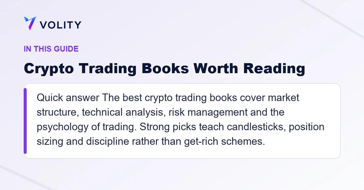 Key sections covered in this Volity guide to Crypto Trading Books Worth Reading