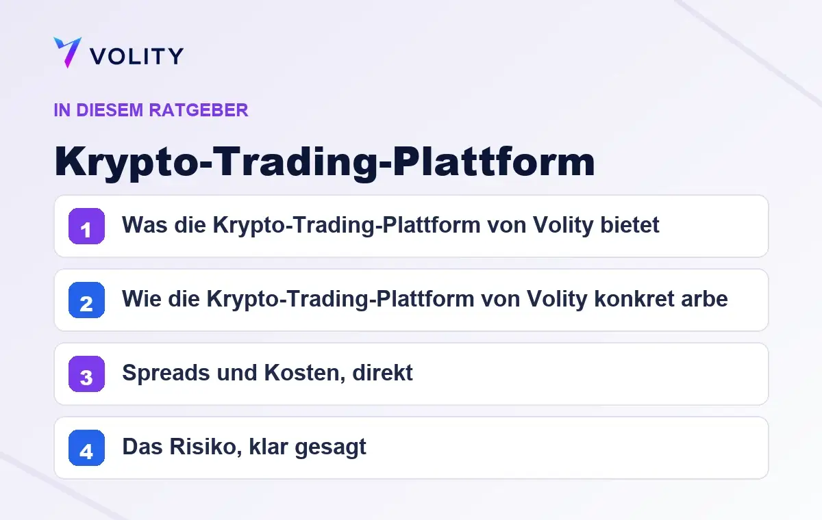 Wichtige Abschnitte in diesem Volity-Ratgeber zu Krypto-Trading-Plattform