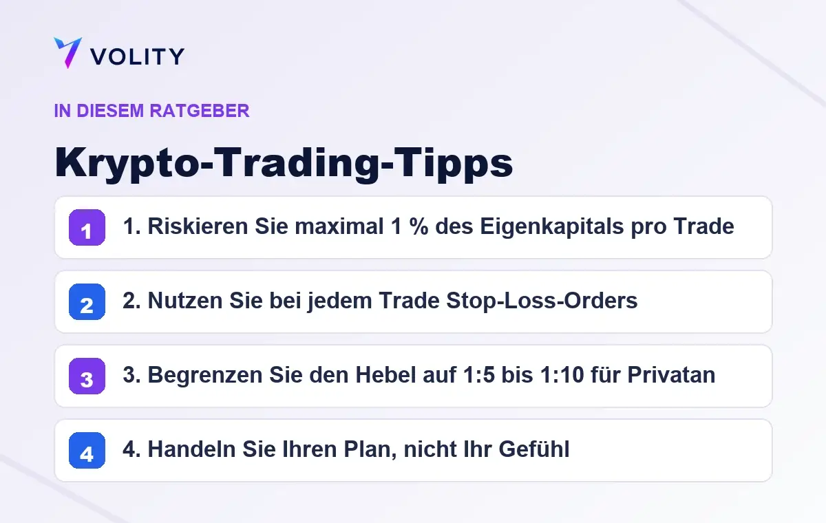 Wichtige Abschnitte in diesem Volity-Ratgeber zu Krypto-Trading-Tipps