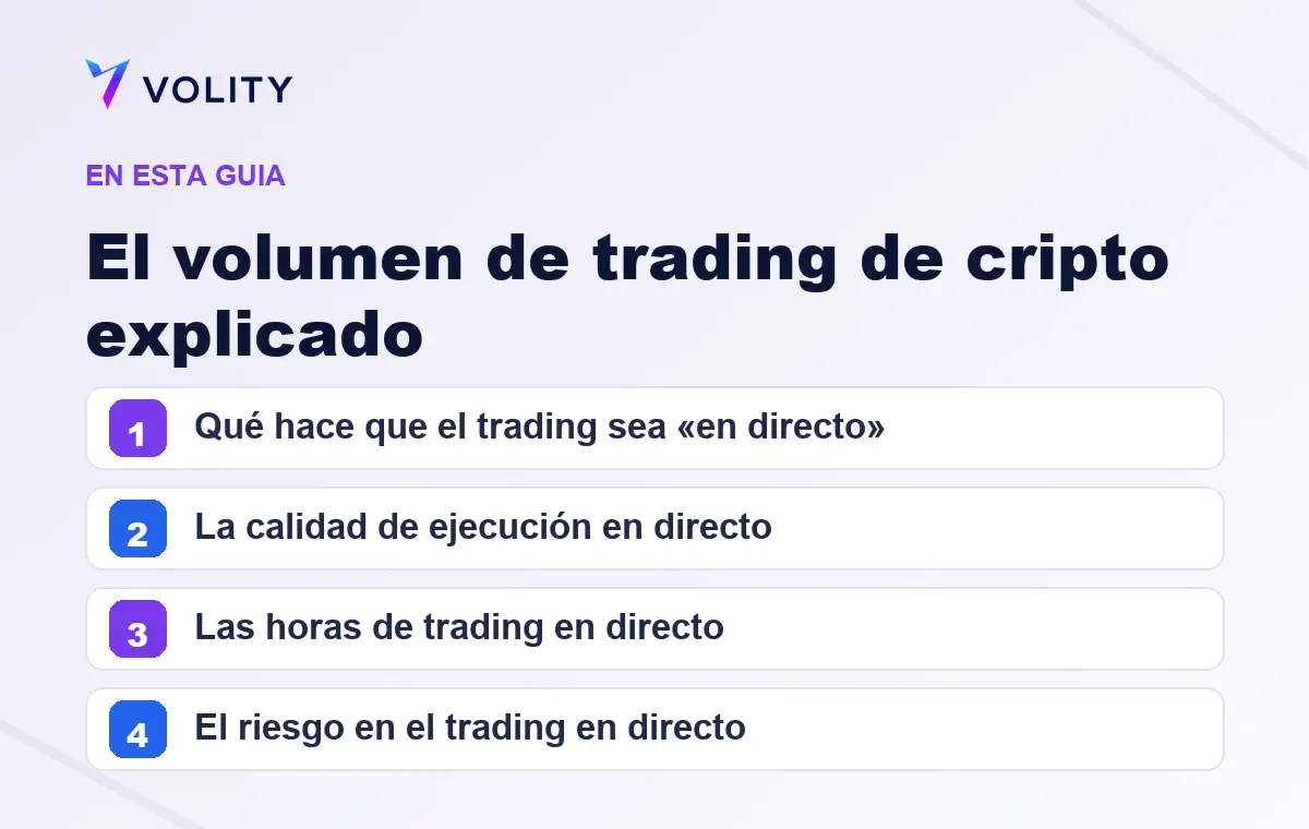 Secciones clave de esta guía de Volity sobre El volumen de trading de cripto explicado