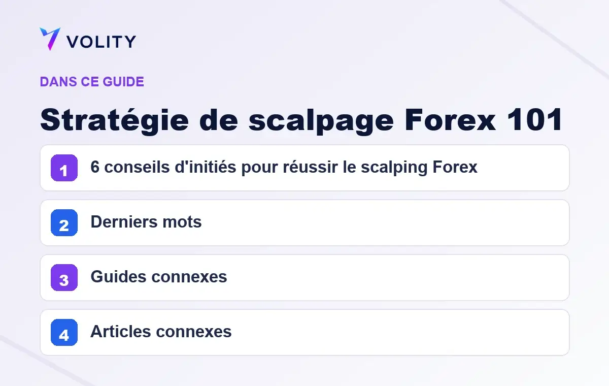 Sections clés de ce guide Volity sur Stratégie de scalpage Forex 101