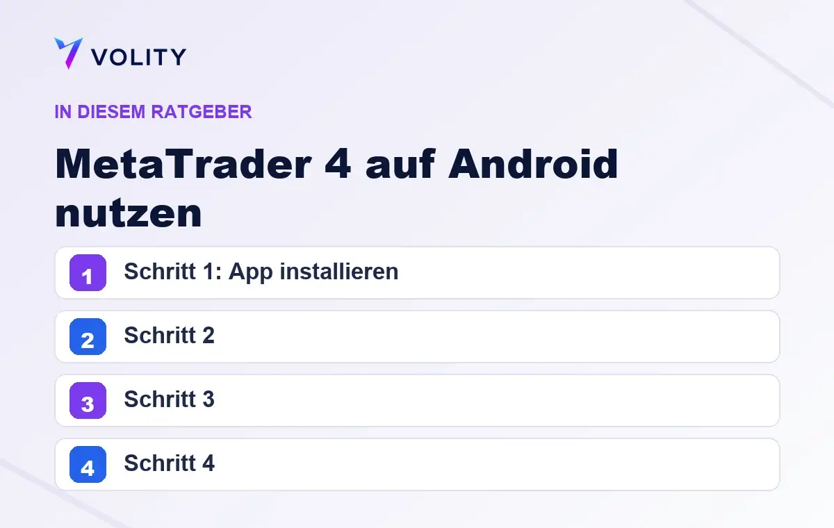 Wichtige Abschnitte in diesem Volity-Ratgeber zu MetaTrader 4 auf Android nutzen