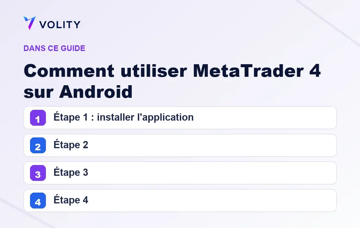 Sections clés de ce guide Volity sur Comment utiliser MetaTrader 4 sur Android