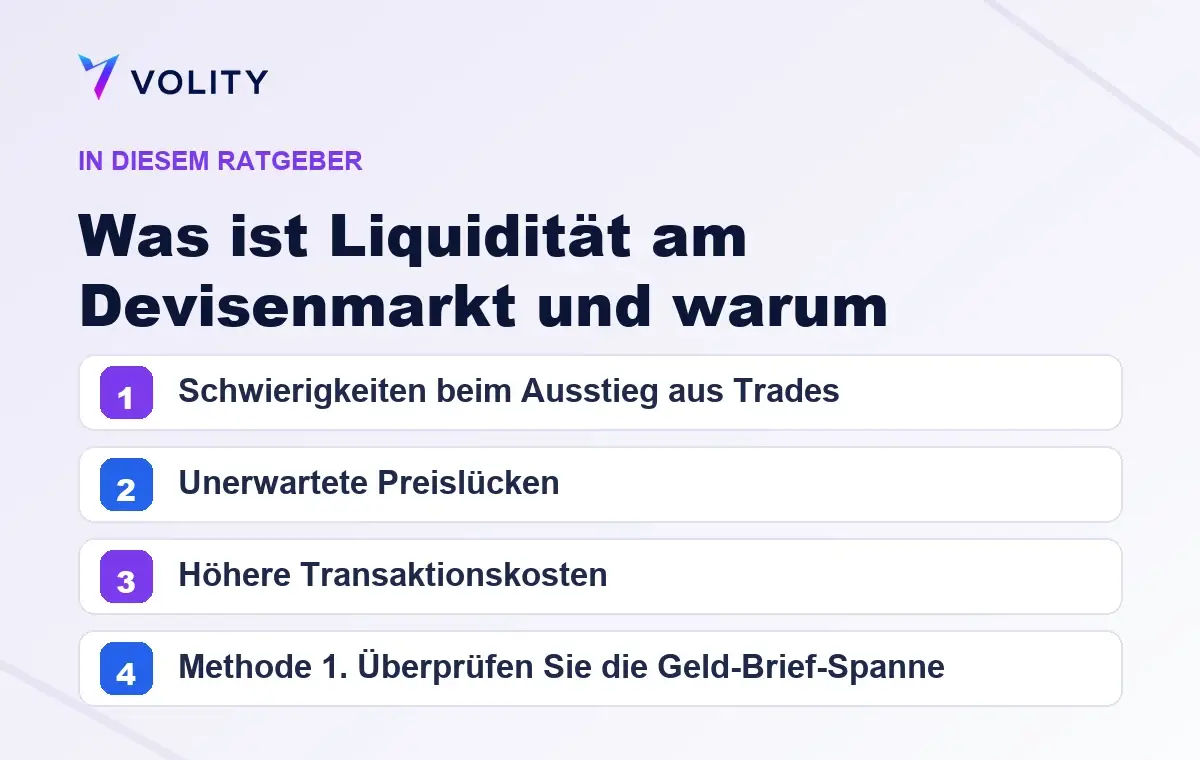 Wichtige Abschnitte in diesem Volity-Ratgeber zu Was ist Liquidität am Devisenmarkt und warum