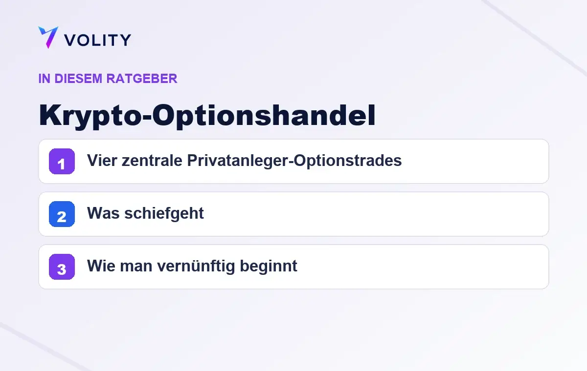 Wichtige Abschnitte in diesem Volity-Ratgeber zu Krypto-Optionshandel