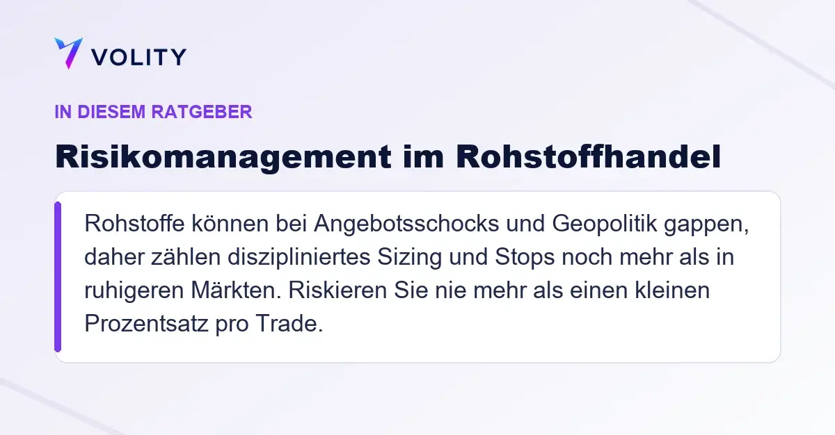 Wichtige Abschnitte in diesem Volity-Ratgeber zu Risikomanagement im Rohstoffhandel
