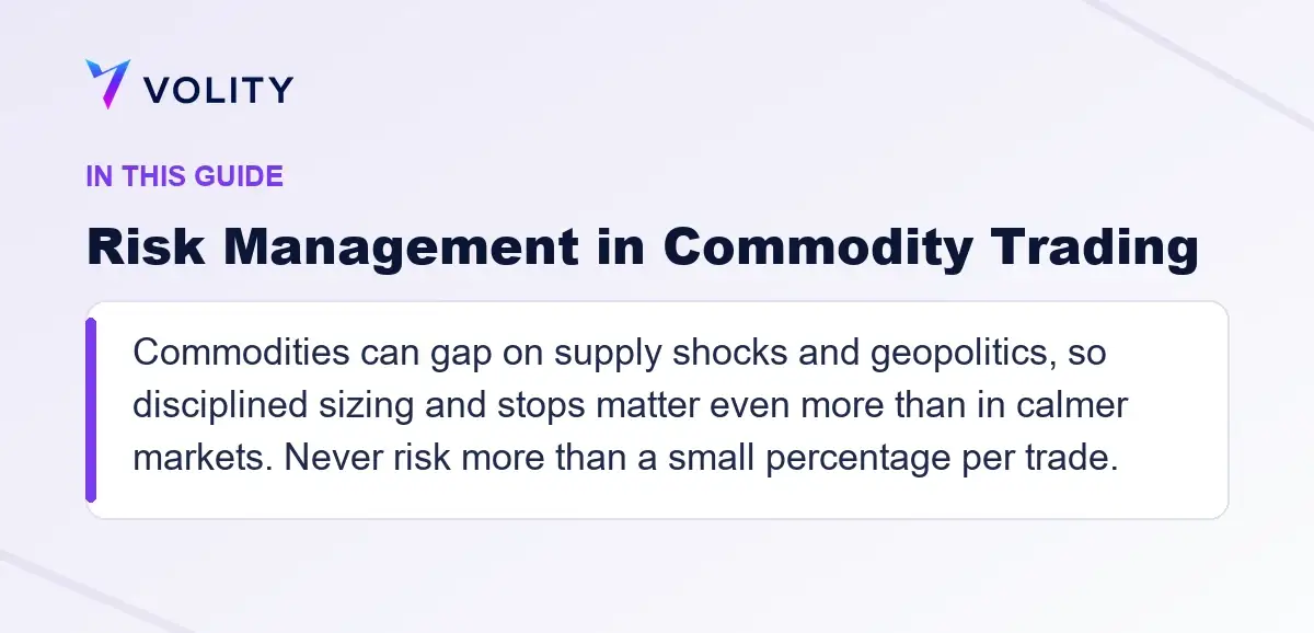 Key sections covered in this Volity guide to Risk Management in Commodity Trading