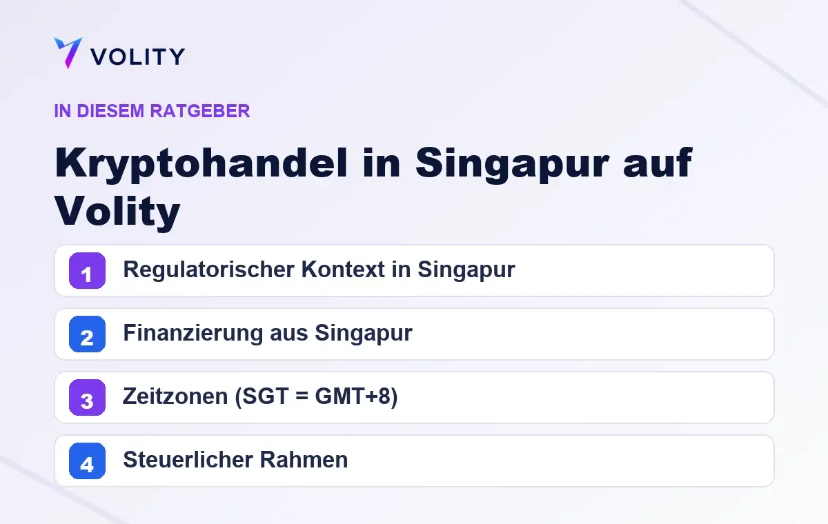 Wichtige Abschnitte in diesem Volity-Ratgeber zu Kryptohandel in Singapur auf Volity