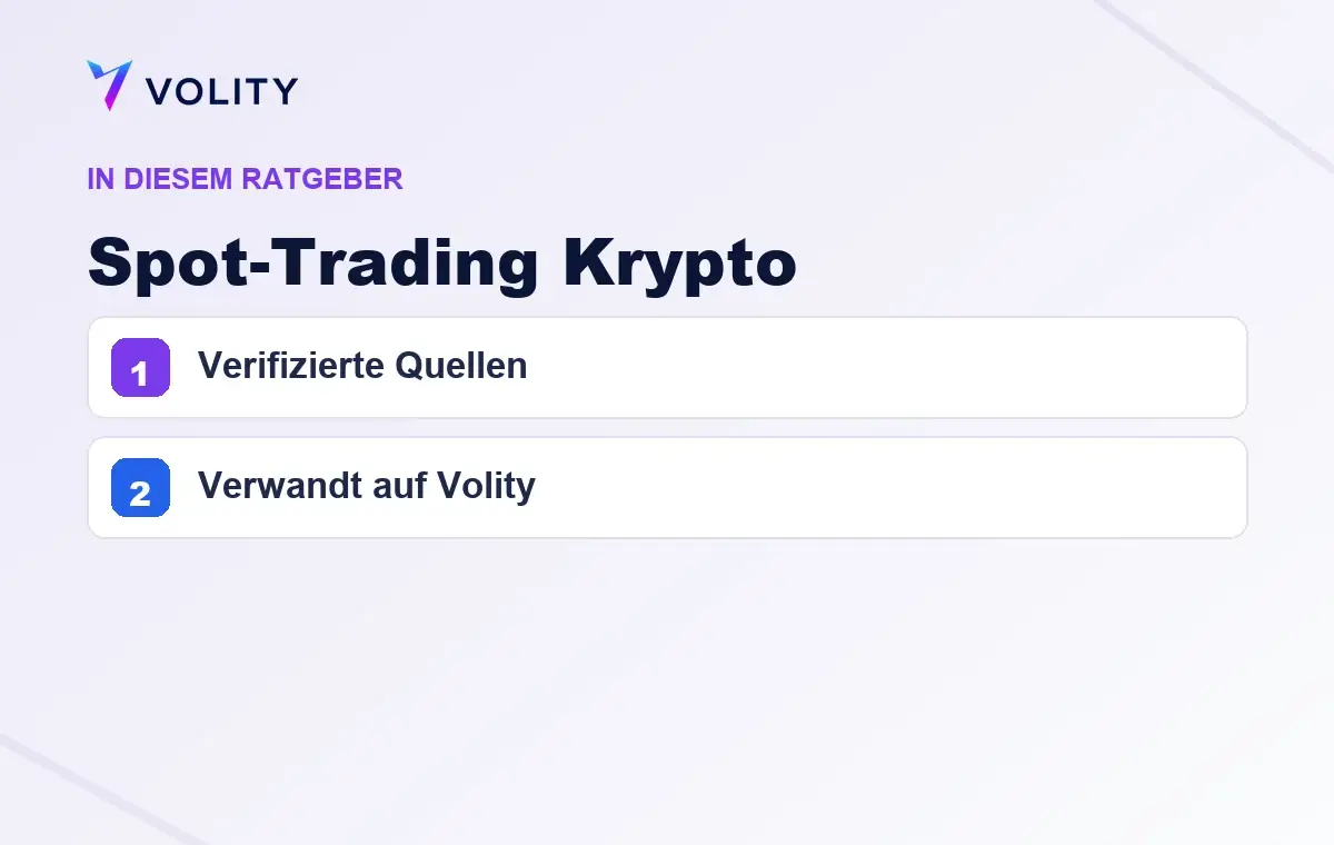 Wichtige Abschnitte in diesem Volity-Ratgeber zu Spot-Trading Krypto