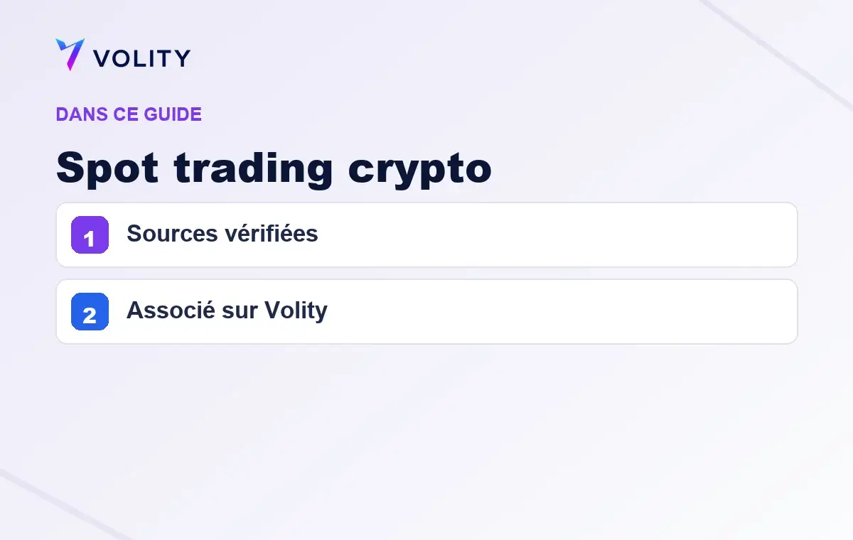 Sections clés de ce guide Volity sur Spot trading crypto