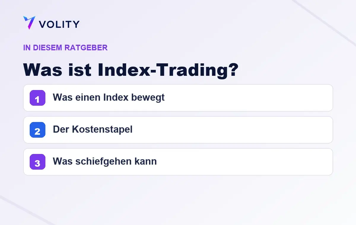 Wichtige Abschnitte in diesem Volity-Ratgeber zu Was ist Index-Trading?