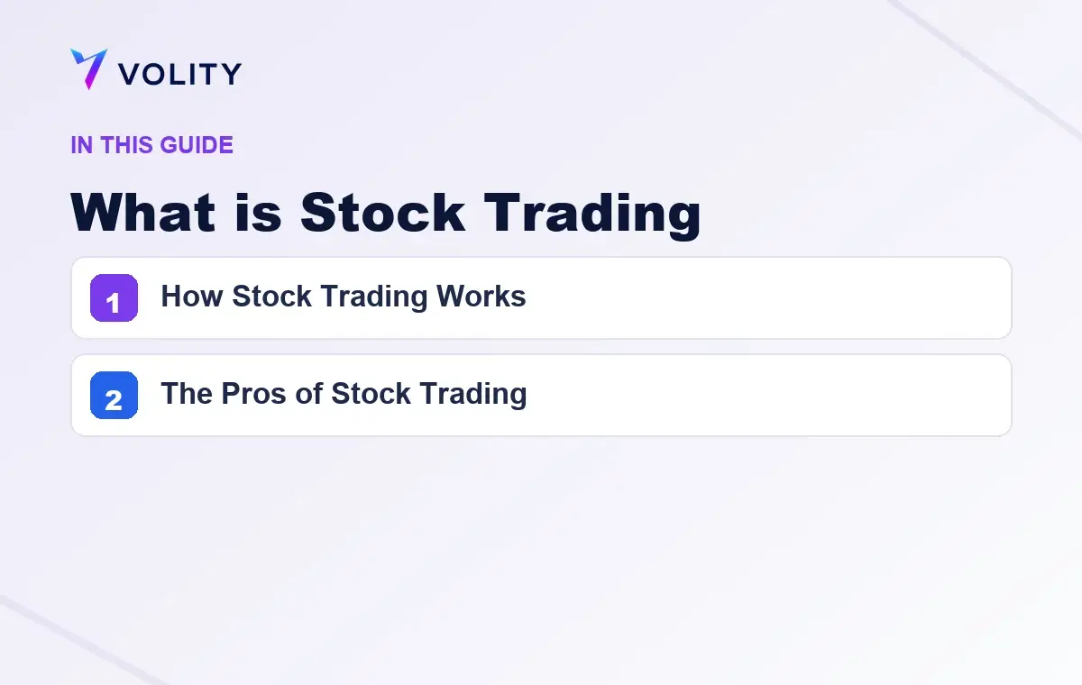 Key sections covered in this Volity guide to What is Stock Trading
